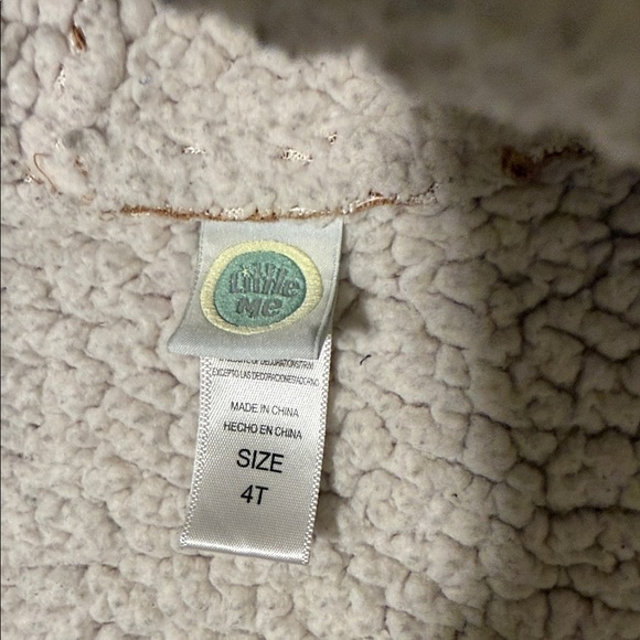 Little Me Tan Kids Puffer Jacket with Floral Embroidery - Picture 4 of 5